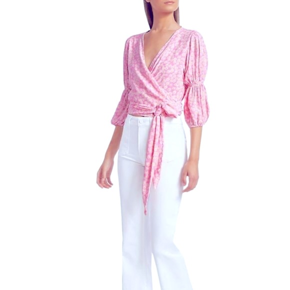 🌼 Faithfull The Brand 🌼 NWT Bisset Top in Dusty Floral Print XS Barbie Pink 🎀 - Picture 5 of 12